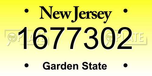 1677302 New Jersey License Plate