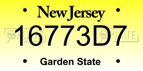 16773D7 New Jersey License Plate