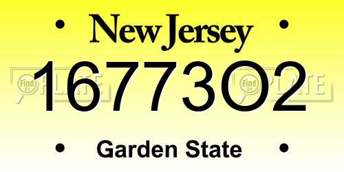 16773O2 New Jersey License Plate