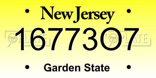 16773O7 New Jersey License Plate