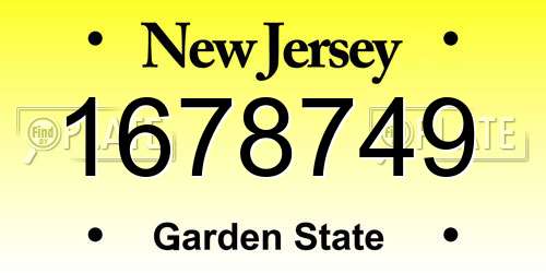 1678749 New Jersey License Plate