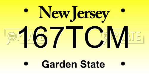 167TCM New Jersey License Plate