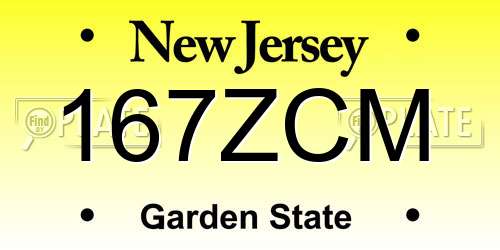167ZCM New Jersey License Plate