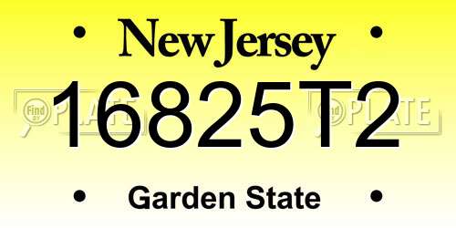 16825T2 New Jersey License Plate
