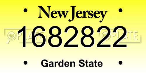 1682822 New Jersey License Plate