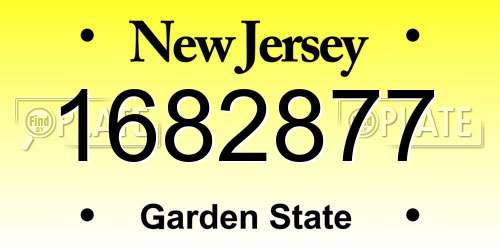 1682877 New Jersey License Plate