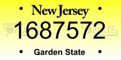1687572 New Jersey License Plate