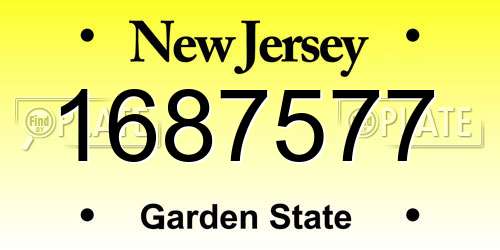1687577 New Jersey License Plate