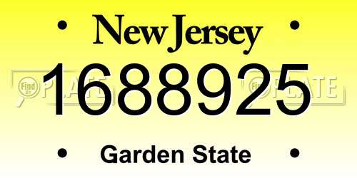 1688925 New Jersey License Plate