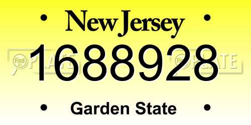 1688928 New Jersey License Plate