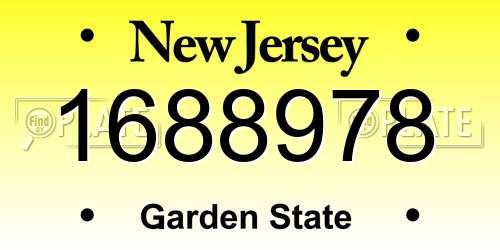 1688978 New Jersey License Plate