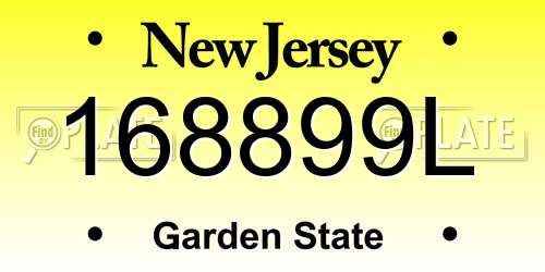 168899L New Jersey License Plate