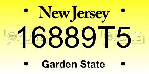 16889T5 New Jersey License Plate