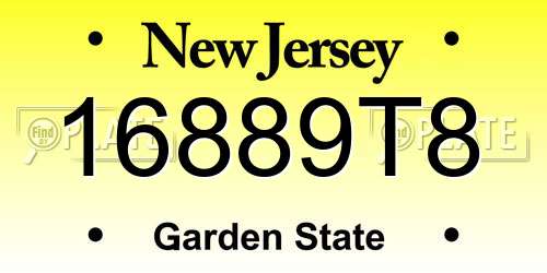16889T8 New Jersey License Plate