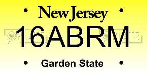 16ABRM New Jersey License Plate