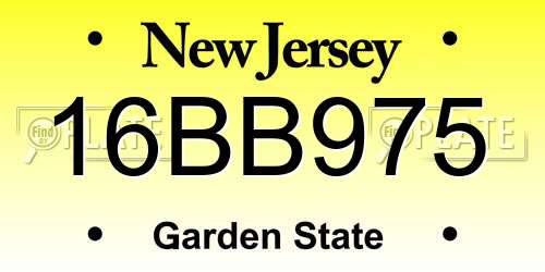 16BB975 New Jersey License Plate