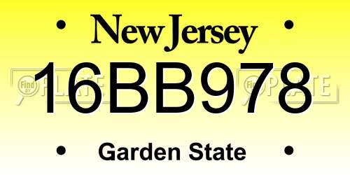 16BB978 New Jersey License Plate