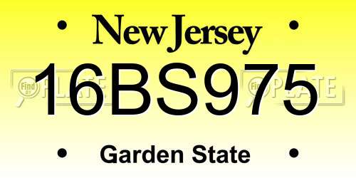 16BS975 New Jersey License Plate