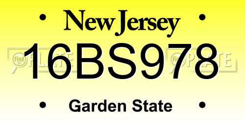 16BS978 New Jersey License Plate