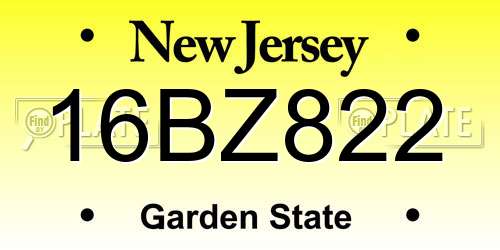 16BZ822 New Jersey License Plate