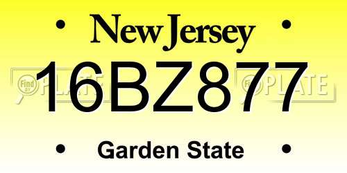 16BZ877 New Jersey License Plate