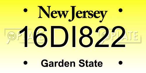 16DI822 New Jersey License Plate