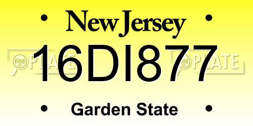 16DI877 New Jersey License Plate