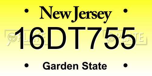 16DT755 New Jersey License Plate