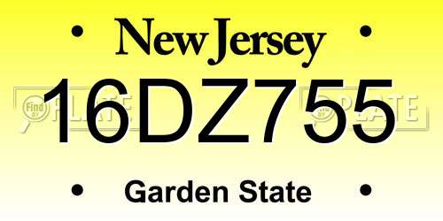 16DZ755 New Jersey License Plate