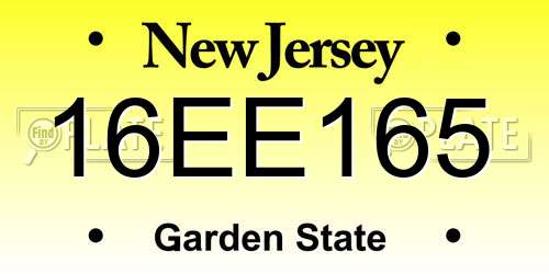 16EE165 New Jersey License Plate