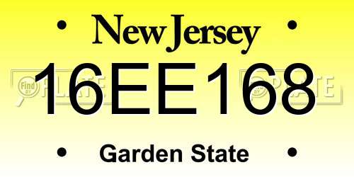 16EE168 New Jersey License Plate