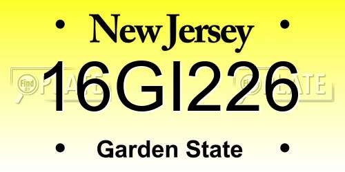 16GI226 New Jersey License Plate