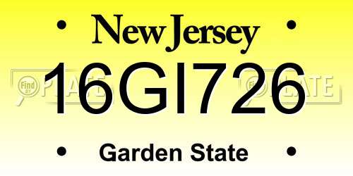 16GI726 New Jersey License Plate