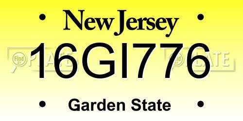 16GI776 New Jersey License Plate