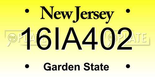 16IA402 New Jersey License Plate