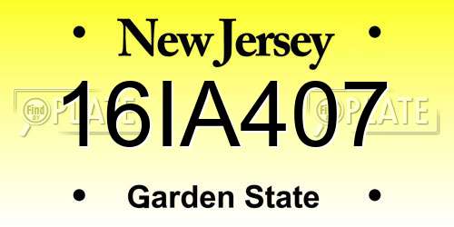 16IA407 New Jersey License Plate
