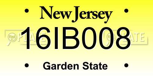 16IB008 New Jersey License Plate