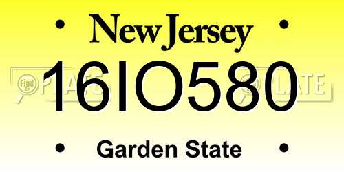 16IO580 New Jersey License Plate