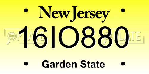 16IO880 New Jersey License Plate