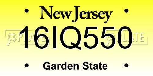 16IQ550 New Jersey License Plate