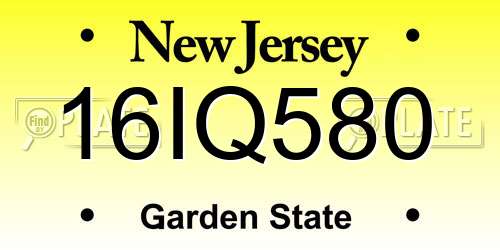 16IQ580 New Jersey License Plate