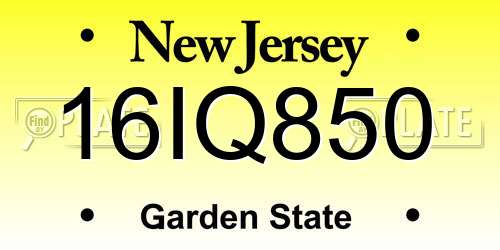 16IQ850 New Jersey License Plate