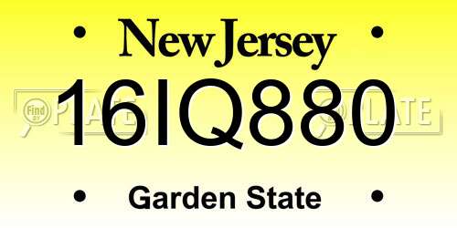 16IQ880 New Jersey License Plate