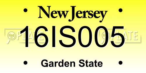 16IS005 New Jersey License Plate