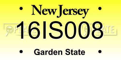 16IS008 New Jersey License Plate