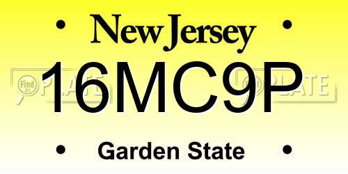 16MC9P New Jersey License Plate