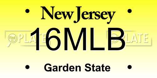 16MLB New Jersey License Plate