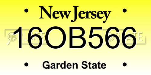 16OB566 New Jersey License Plate