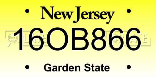 16OB866 New Jersey License Plate