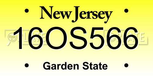 16OS566 New Jersey License Plate